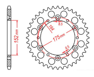 ZĘBATKA TYLNA 856 42 YAMAHA TT600R '98-'03, TT600S '93-'95, YFZ 350 BANSHEE`89-06 (JTR853.42) (ŁAŃC. 520)